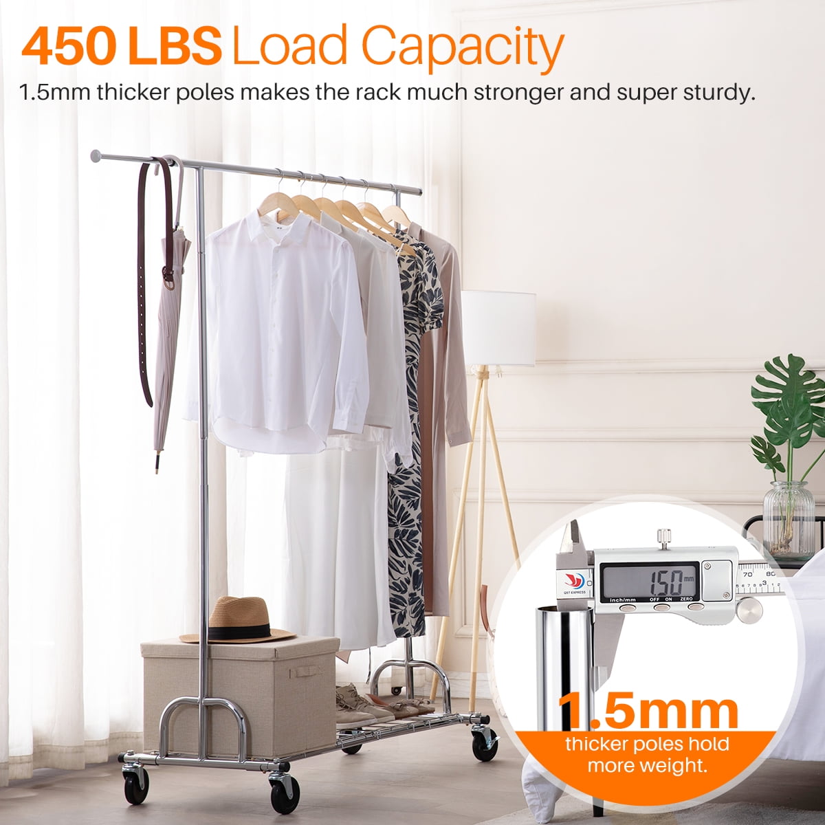 Details about   Multifunction Rolling Garment Stand Laundry Clothes Garment Rack on Wheels 2020 