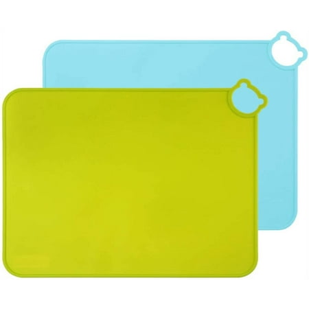 

Silicone Placemats for Kids Baby Toddlers Non-Slip | Tablemats Stain Resistant Anti-Skid Reusable Dishwasher Safe Table Mats | Portable Food Mat Travel Set of 2 2 Set-blue-green