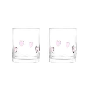 Thyme & Table Pink Hearts Charm Drinking Glasses, 12 oz, Set of 2