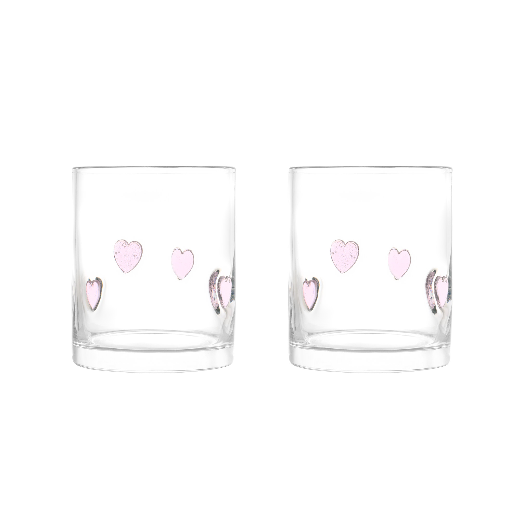 Thyme & Table Pink Hearts Charm Drinking Glasses, 12 oz, Set of 2