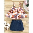 thumbnail image 5 of Bagilaanoe Infant Baby Girls 2 PCS Summer Outfit Sets  Ethnic Style Print Ruffles Sling Tank Tops + Ripped Denim Skirt, 5 of 9