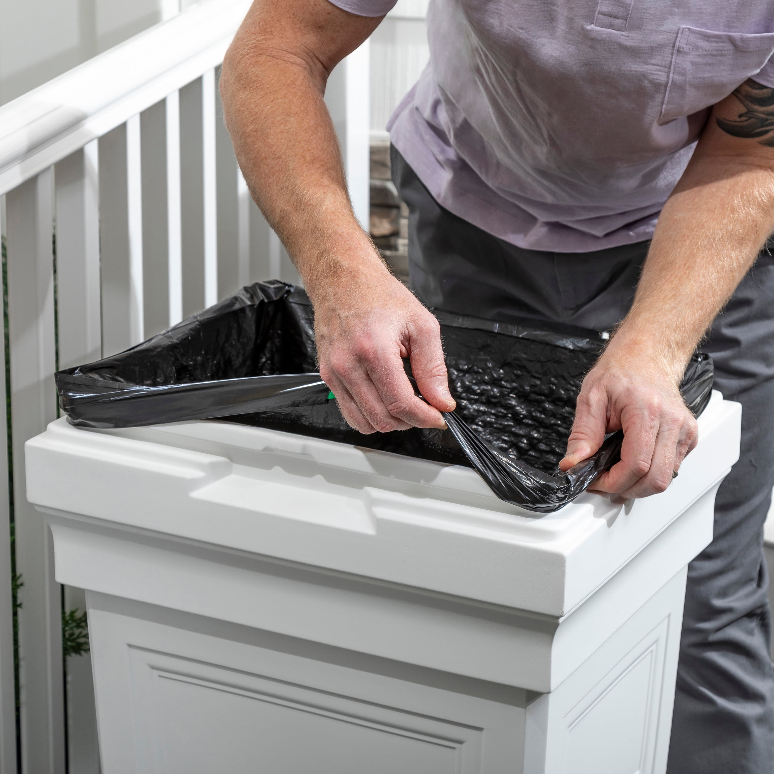 Step2 Atherton Classic White Outdoor Patio Garbage Container