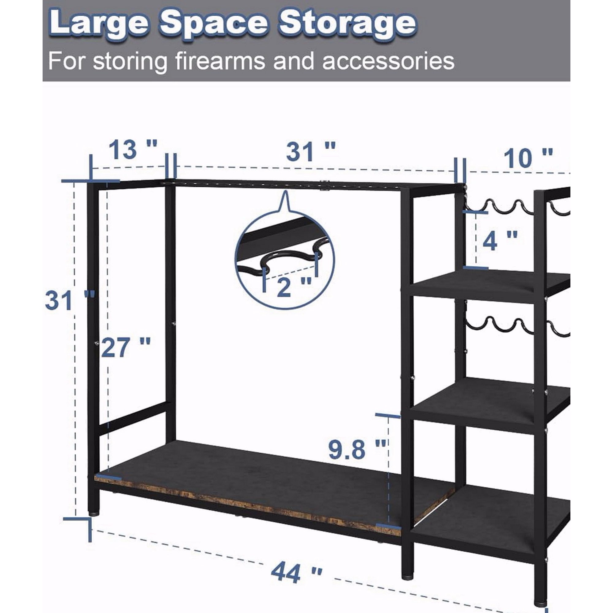 Floor Standing Gun Rack with Pistol Shelves Vertical Rifle and Shotgun Storage Holder Indoor Display Stand with Padding for Home or Garage Holds up to 11 Long Guns and 8 Handguns Black