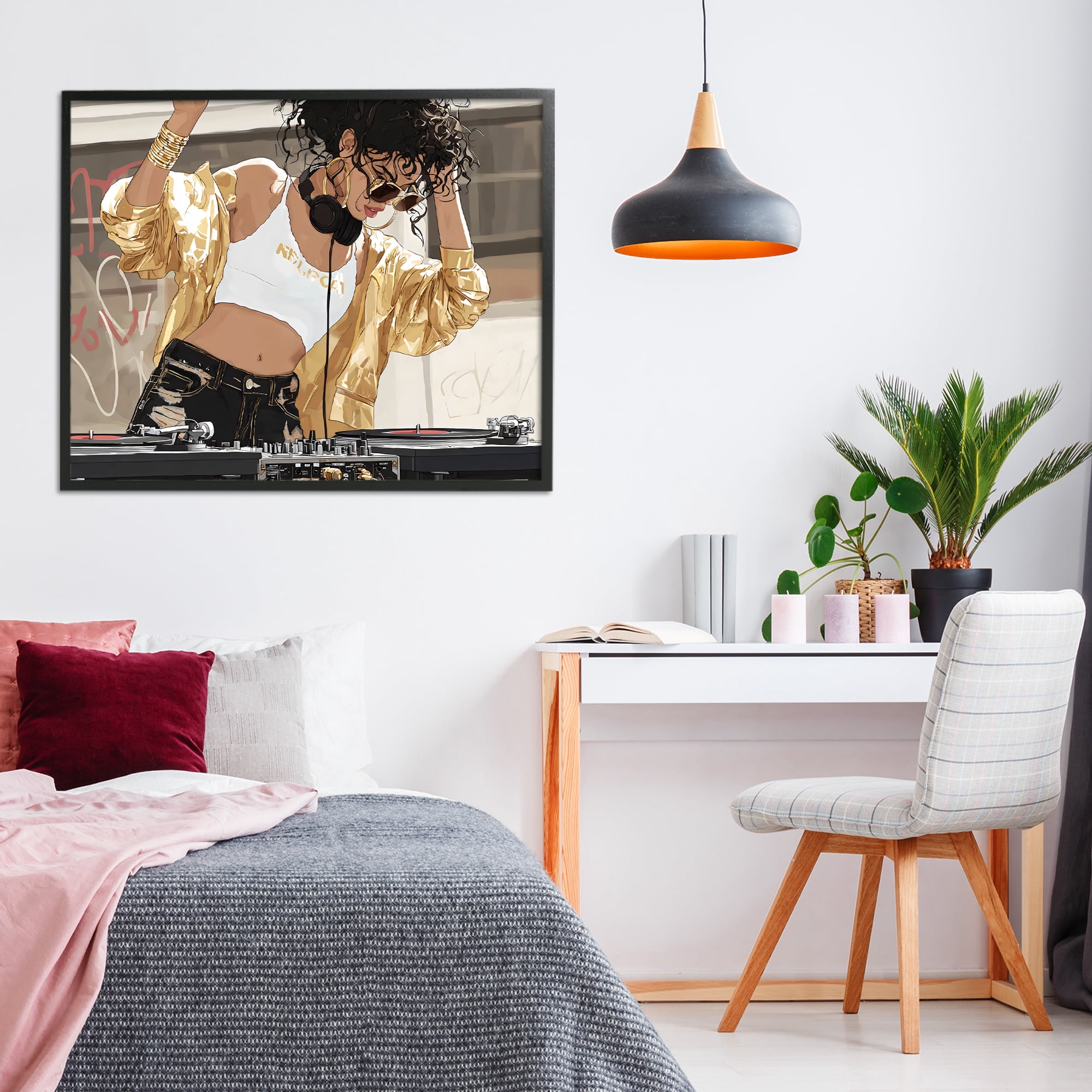 Stupell Industries Gold Accented DJ Black Framed Giclee Art, design by Franklyn Gregory