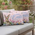 thumbnail image 4 of Happy Easter Pillow Covers 2 Pack Watercolor Rabbit Colored Eggs Flowers Pink Plaid Pillowcase Waterproof Outdoor Throw Pillow Cover for Patio Balcony Rectangular Cushion 20”x12”, 4 of 9