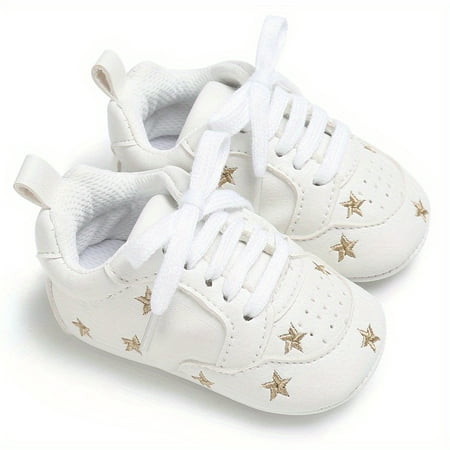 

Infant Baby Start Embroidery Sneakers Soft-soled Anti-slip Prewalker Shoes First Walker Shoes Crib Shoes
