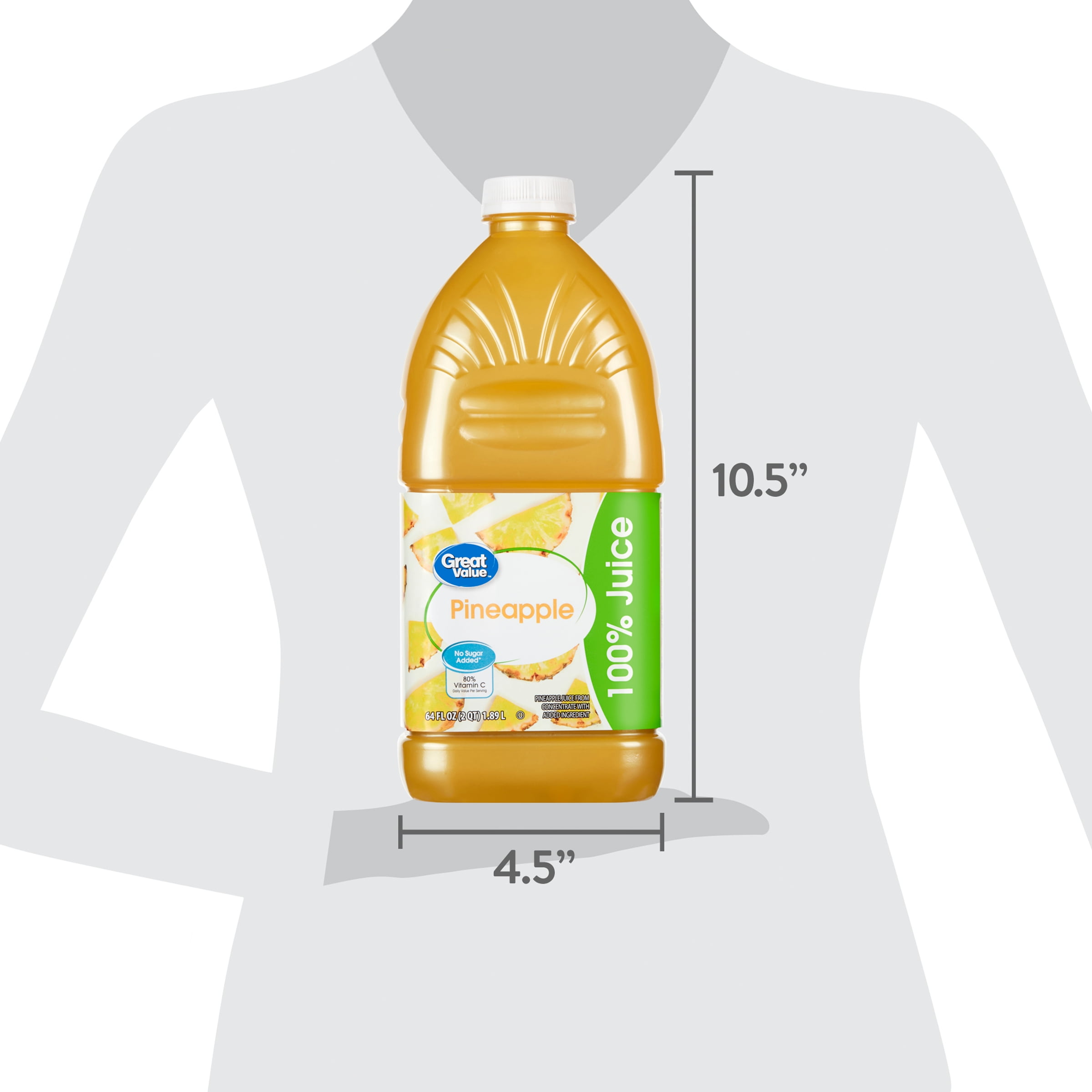 Great Value Pineapple 100% Juice, 64 fl oz