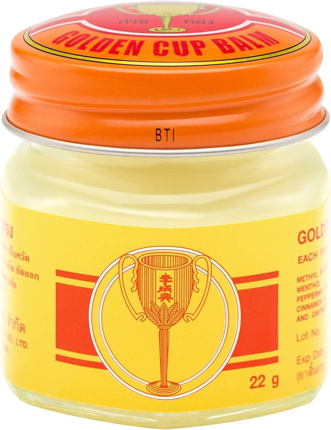 Golden Cup Balm Yellow Herbal Thai Ointment, 22g/0.05lbs (Pack of 3