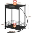 thumbnail image 4 of 2 Tier Nightstands End Tables with Charging Station and Storage Basket Set of 2, Black, 4 of 7