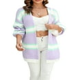 thumbnail image 1 of Women’s Plus Size Knit Cardigan Long Sleeve Contrast Color Sweater, 1 of 9