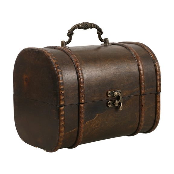 BERTDOMD Antique Wooden Treasure Chest Jewelry Box Latch Jewelry Box with Handle