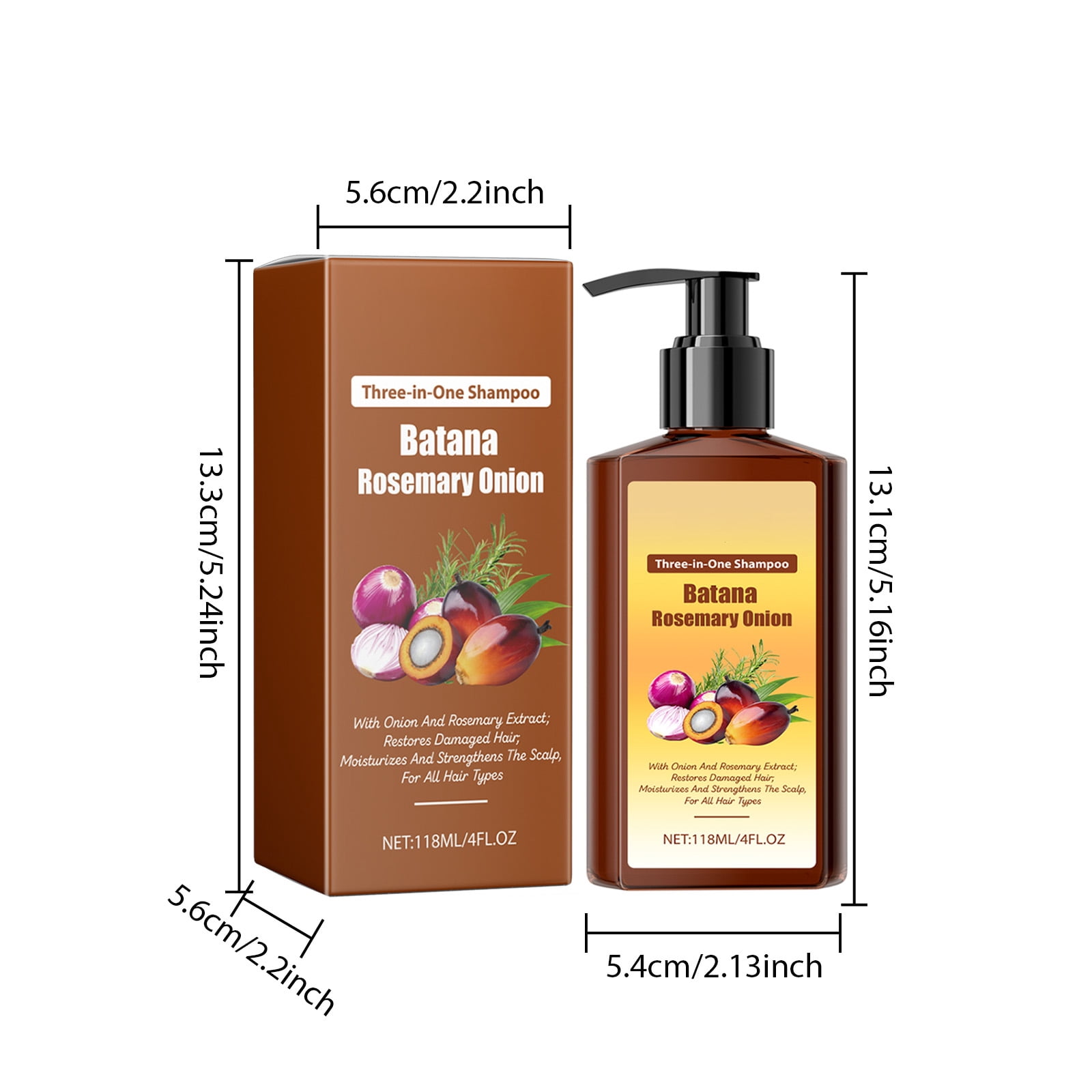 Alvantor Batana Oil Shampoo with Rosemary Onion, Moisturizing & Strengthening Hair Care for All Hair Types, 4fl.oz