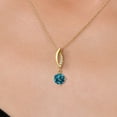 thumbnail image 3 of Gem Stone King 10K Yellow Gold London Blue Topaz and Lab Grown Diamond Pendant Necklace for Women | 1.36 Cttw | Gemstone November Birthstone | Round 6.5MM | With 18 inch Chain, 3 of 6