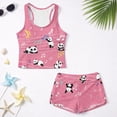 thumbnail image 6 of Psesaysky Panda Music Note Girls Swimsuit Sleeveless Bathing Suit Two Piece Swimsuits for Teen Girls Tankini Swimwear Set Removable Pads 6-15 Years, 6 of 7