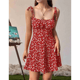thumbnail image 7 of Women'S Boho Floral Dress Romper Spaghetti Strap Smocked Dress Red XL, 7 of 7