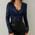 thumbnail image 3 of STETMN Women's Floral Lace V Neck Tops Slim Mesh Sheer Crop Shirt Sexy Tight Going Out T-shirt, 3 of 6