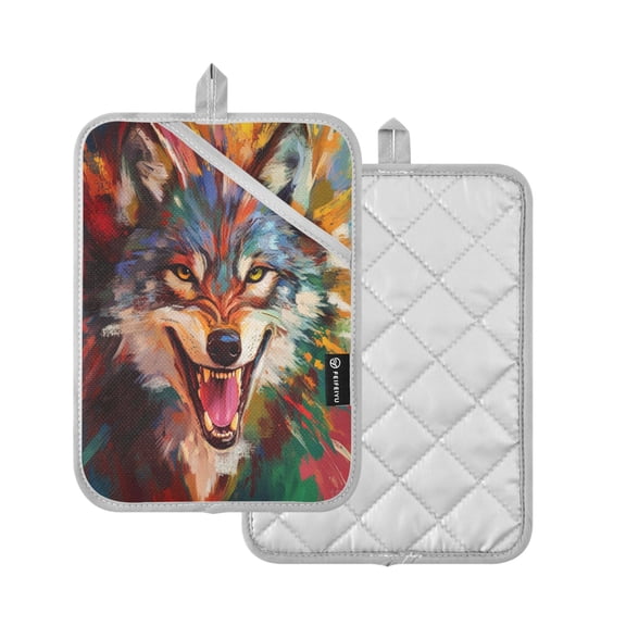 2 Pcs Pot Holders Sets Oven Mitts Square potholders Oven Hot Pads Heat Resistant for Kitchen Cooking Baking 7"x9.8" Colorful Animal Face