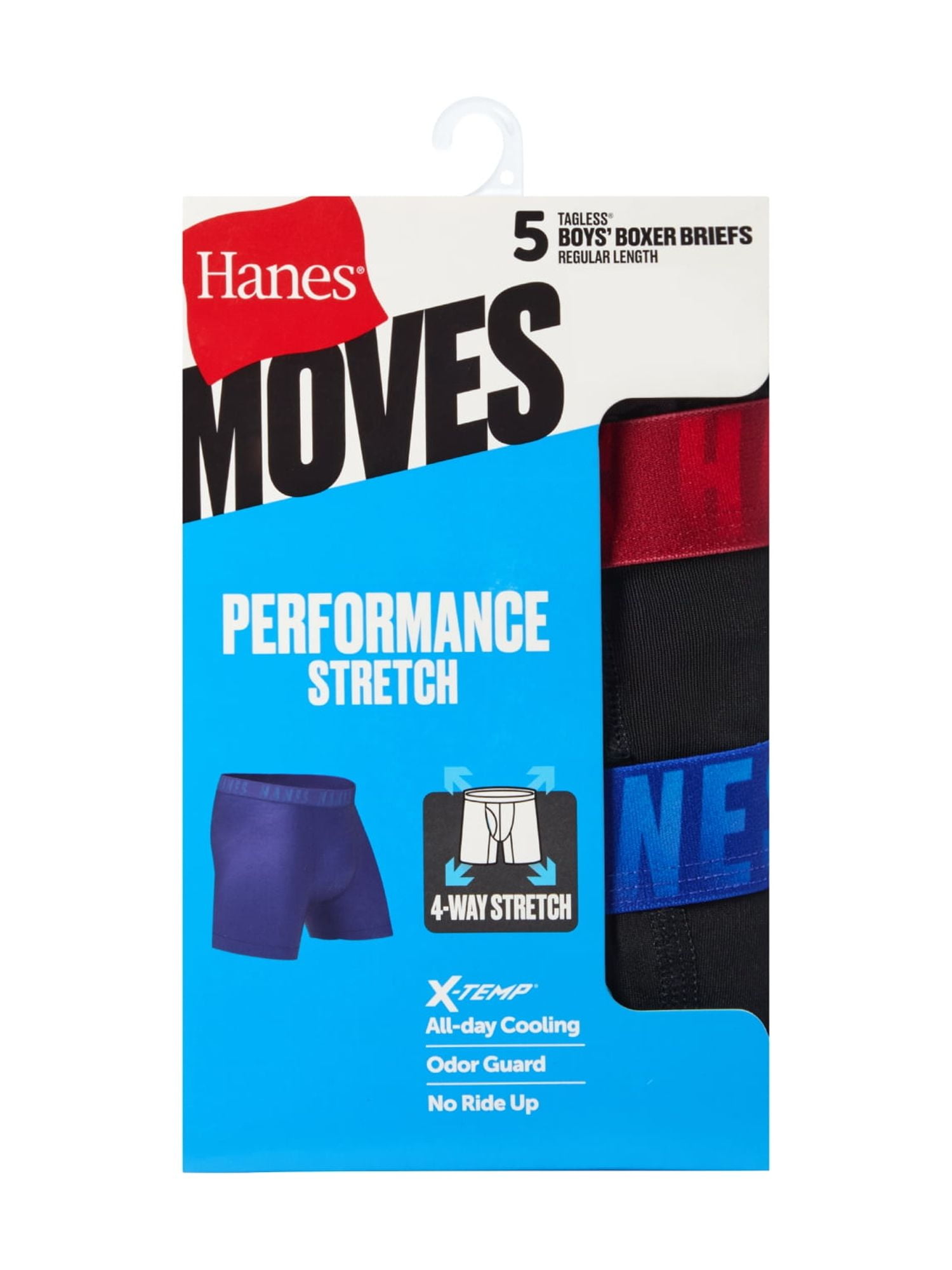 Hanes Moves Boys' Performance Stretch Boxer Brief Underwear, 5