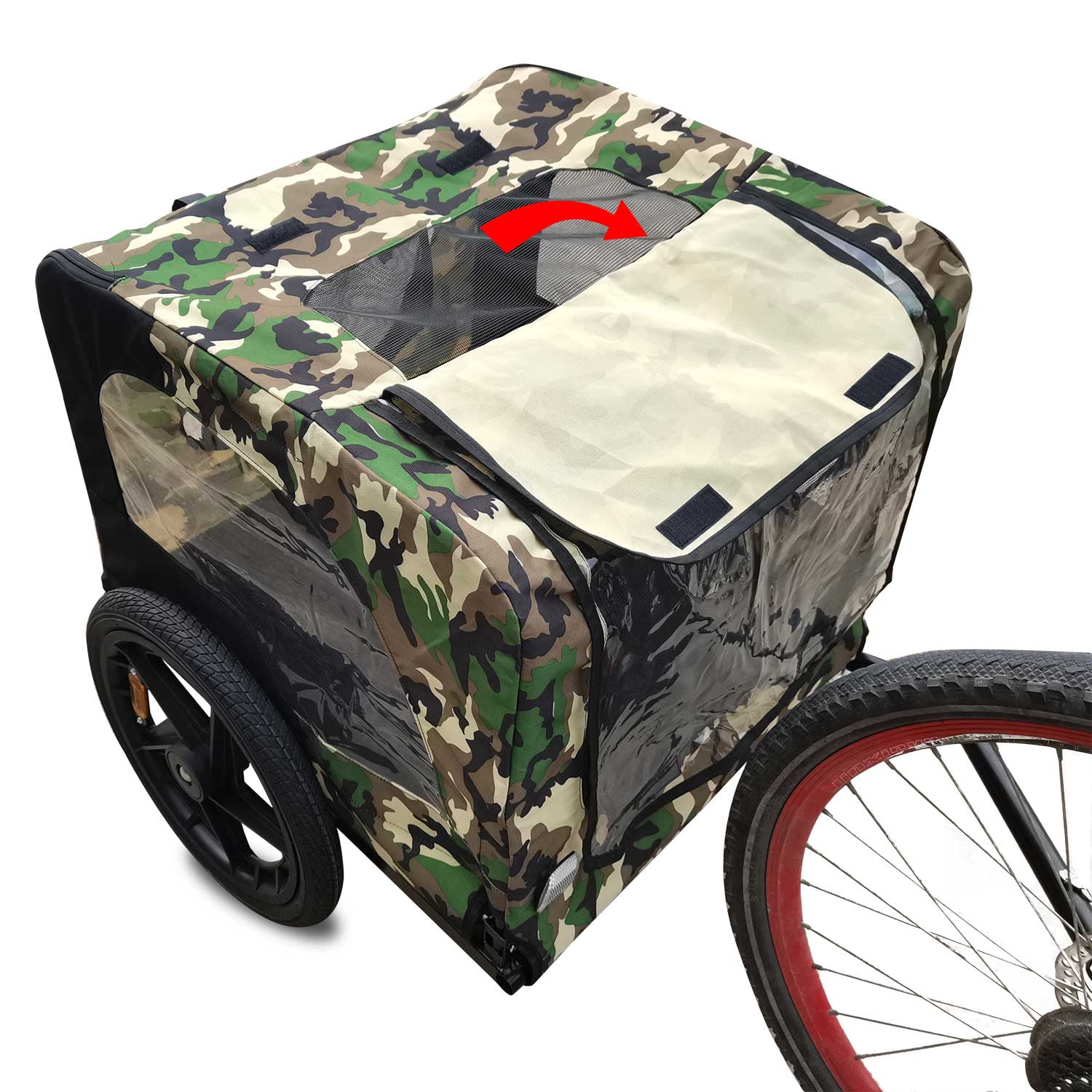 Foldable Pet Bike Trailer for Small & Medium Pets, Heavy-Duty Steel Frame Bicycle Dog Cart with 16" Inflatable Wheels, Waterproof Fabric, Ventilated Mesh & Internal Safety Leash