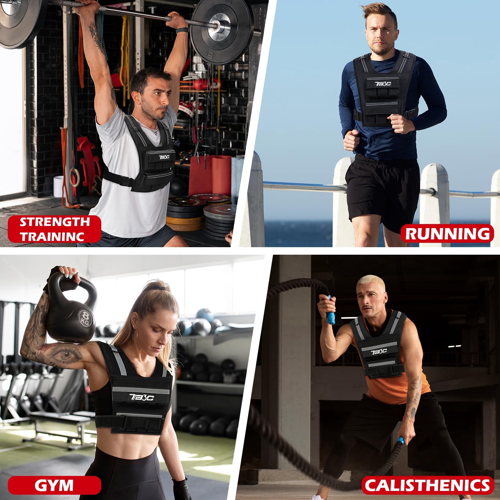 Black 40 LB Adjustable Weighted Vest for Strength Training, Running and Walking
