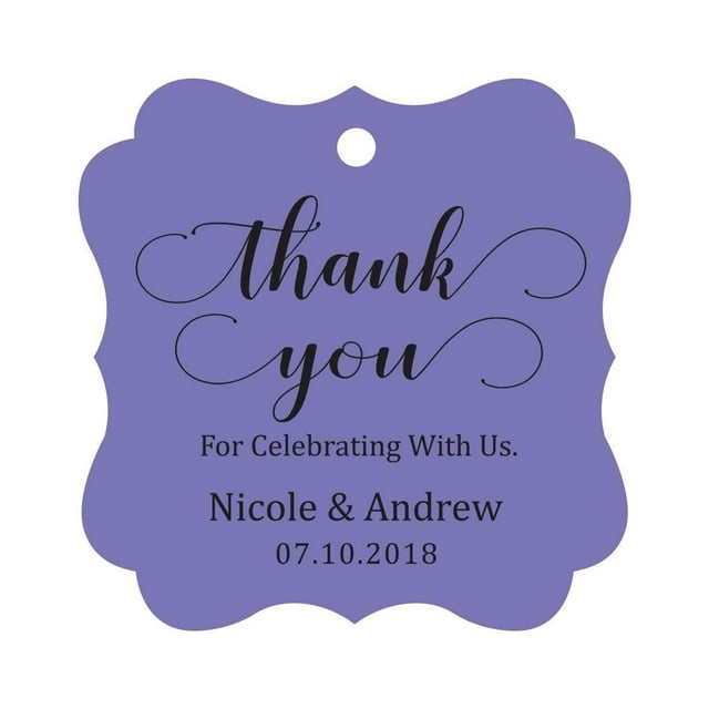 Darling Souvenir Custom Names Thank You For Celebrating With Us Wedding Hang Tags Personalized Party Tags-Lavender-100 Tags