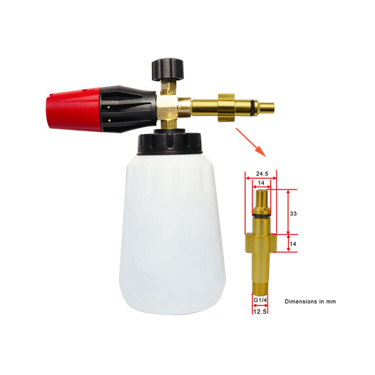 3X Pressure Washer Snow Foam Nozzle Adjustable Foam Cannon Generator Clean Soap Foam Wash for Interskol L,3 x generator 3 x 1 liter bottle 3 x straw 3 x adapter 3 x Vinyl tape,White & black & red