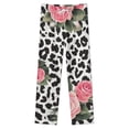 thumbnail image 4 of Pink Roses Leopard Print Pattern Winter Female Pants Flannel High Waist Women Pants Lady Warm Straight Leg Plush Trousers, 4 of 7