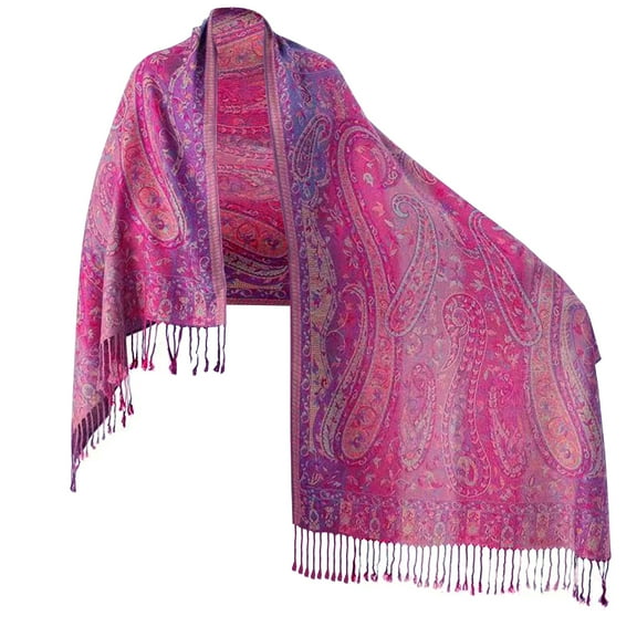 TZ Promise Women's Pashmina Scarf with Vintage Style Rainbow Luxury Paisley Pattern Wrap Shawl