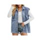 thumbnail image 1 of TRKIYQC, chaleco de mezclilla salvaje a la moda para mujer, chaleco sin mangas con cuello vuelto de Color sólido, abrigo con botones de tendencia de verano TRKIYQC moda, 1 of 9