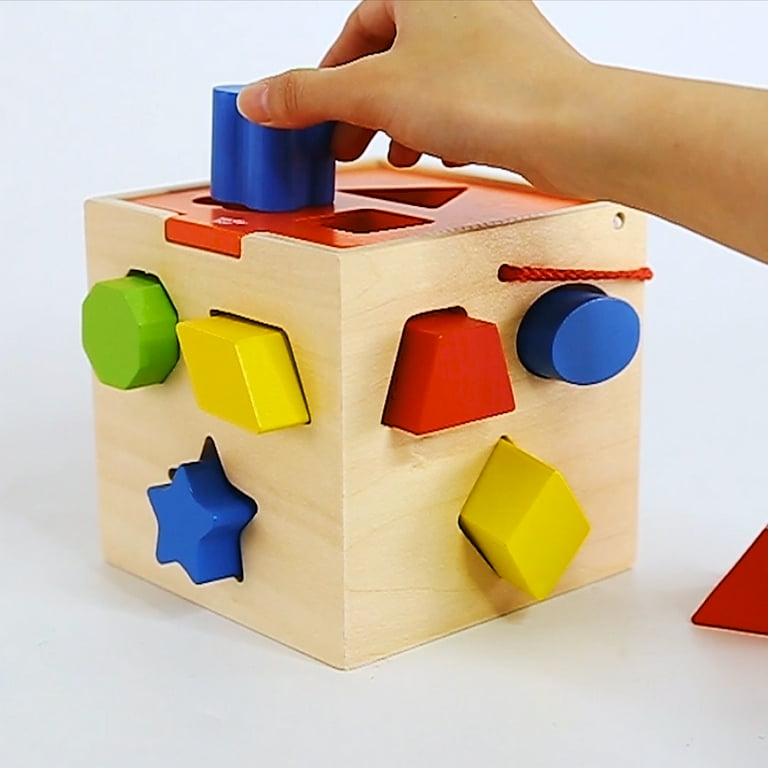 Wooden shape sorting best sale cube