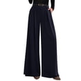 thumbnail image 1 of Pantalones PRETTYGARDEN Palazzo de Pierna Ancha Azul Marino Cintura Elástica XXL, 1 of 8