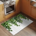 thumbnail image 5 of Dark Green Leaf Bathroom Rug Washable 2x3 Entryway Rug Non Slip Spring Watercolor Plant Wooden Grain Front Door Mat Low Pile Indoor Doormat Throw Floor Carpet for Kitchen Bedroom Entrance, 5 of 8
