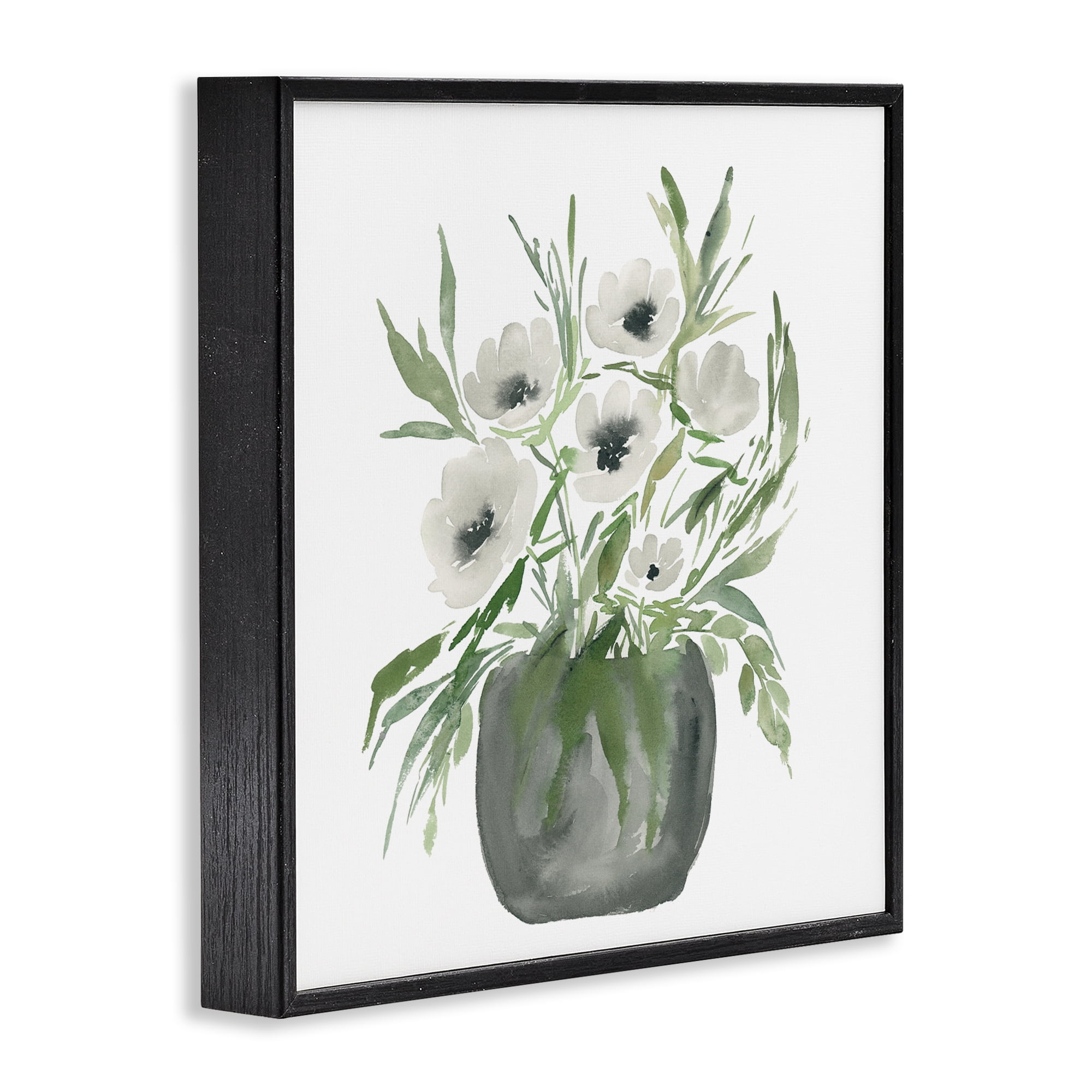 Stupell Industries Soft White Anemones Black Framed Giclee Art, design by Lucille Price