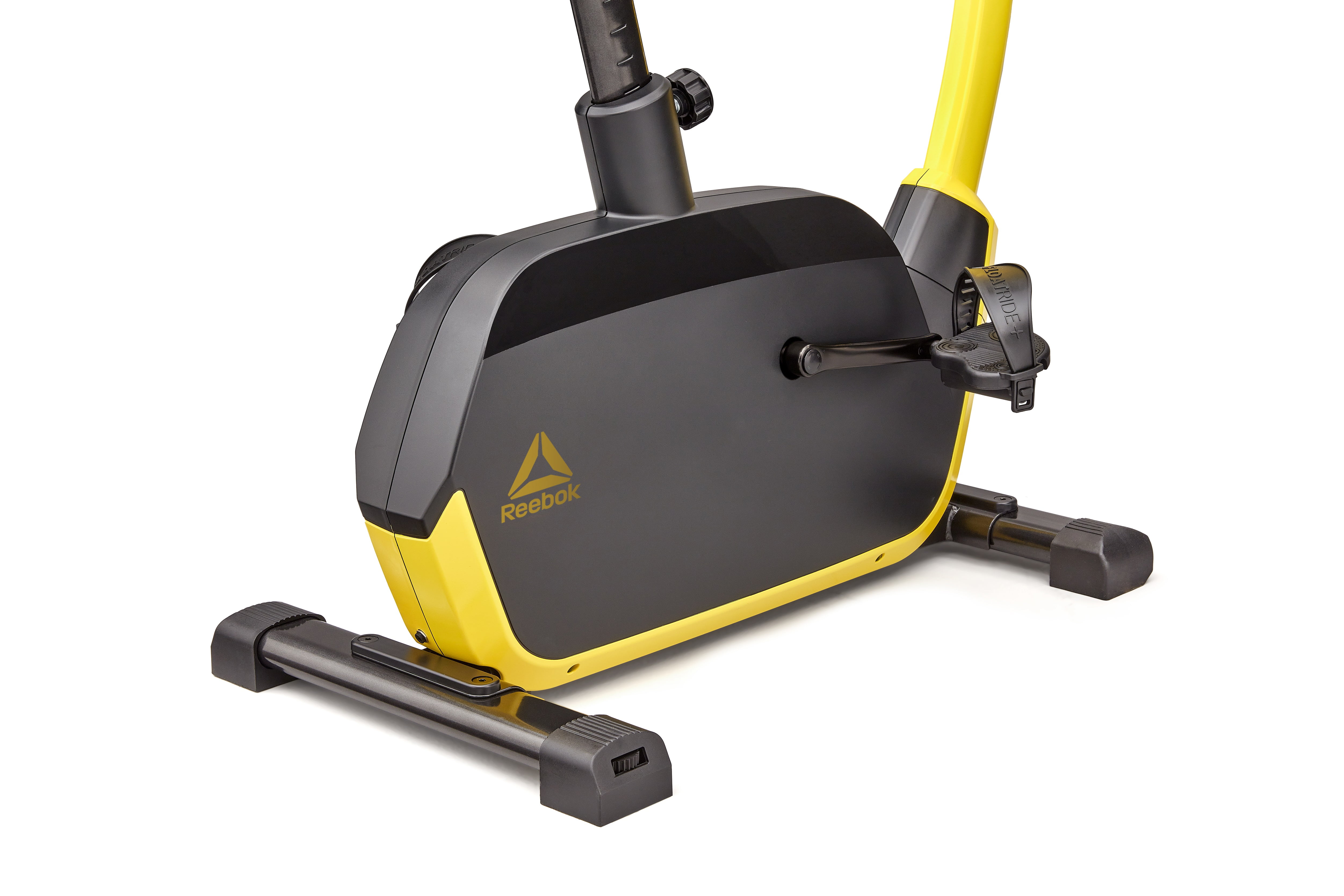 Reebok Fitness Delta FR30 Exercise Bike, Yellow, Indoor Upright Stationary Cycling, Cardio Exercise, bluetooth, 32 electronic resistance levels