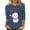 Blue, variant on Funny T-Shirts For Women Casual Fashionable Snowman Print Round Neck 3/4 Sleeve Xmas Gift Clothes