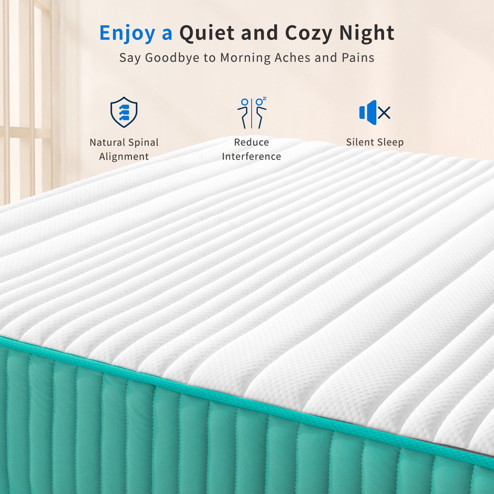 BMMB Full Size Summer Cooling Breathing Mattress, 12'' Medium Firm Comfortable Hybrid Innerspring and Memory Foam Mattress