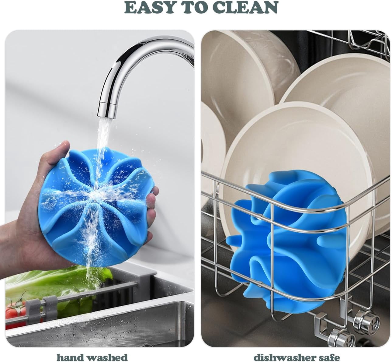 Slow Feeder Dog Bowls Insert, Silicone Slow Feeder Bowl with Strong Suction Cups Perfect for Stainless Steel Glass Ceramic Dog Bowls (Blue, Large Size)