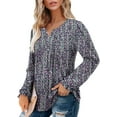 thumbnail image 3 of KISSMODA Women's Long Sleeve Comfy V-Neck Blouse & Tunic Tops, S-2XL, 3 of 4