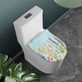 thumbnail image 2 of Xoenoiee Toilet Bowl Lid Cover Stretchable Toilet Lid Cover Washable Soft Toilet Seat Lid Cover Fit Round Oval Elongated Lids for Bath Decorative Accessories, Floral Leaf Pale Blue, 2 of 6