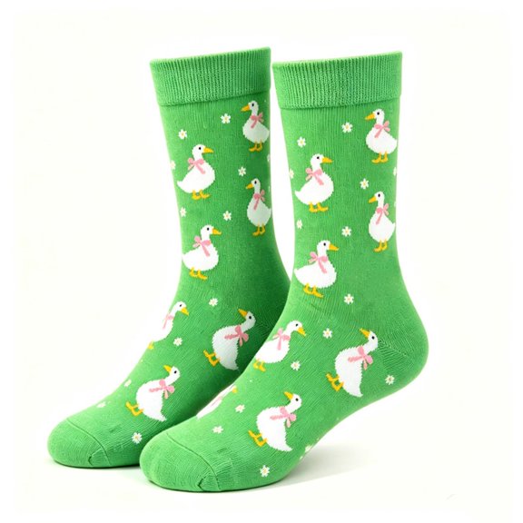 Fengactive Womens Animal Print Crew Socks Cute Character Pattern Knit Socks for Spring Casual Daily Wear