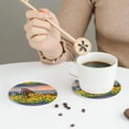thumbnail image 6 of Bingfone Vintage Horse Sunflowers Leather Drinks Coasters with Set of 6,Suitable for Home Kitchen,Coffee Cup Coasters Home Gift, 6 of 9