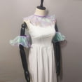 thumbnail image 4 of Ywmsfl Elegant Pleated Ruffle Shawl Wrap Fake Collar Shining Colorful Organza Detachable Collar Capelet for Womens Party Outfit, 4 of 20
