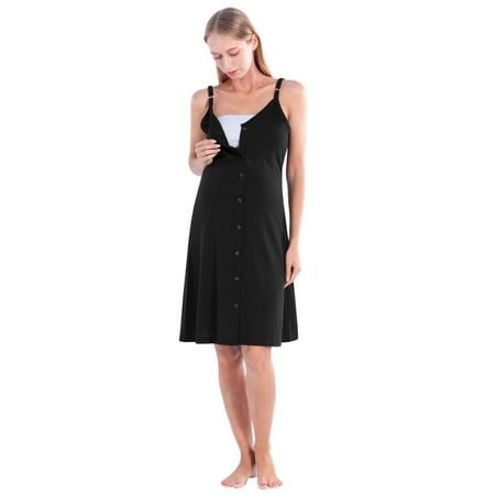 

WBQ Maternity Nursing Nightgown Womens V-Neck Breastfeeding Slip Sleep Dress Button Down Nightdress