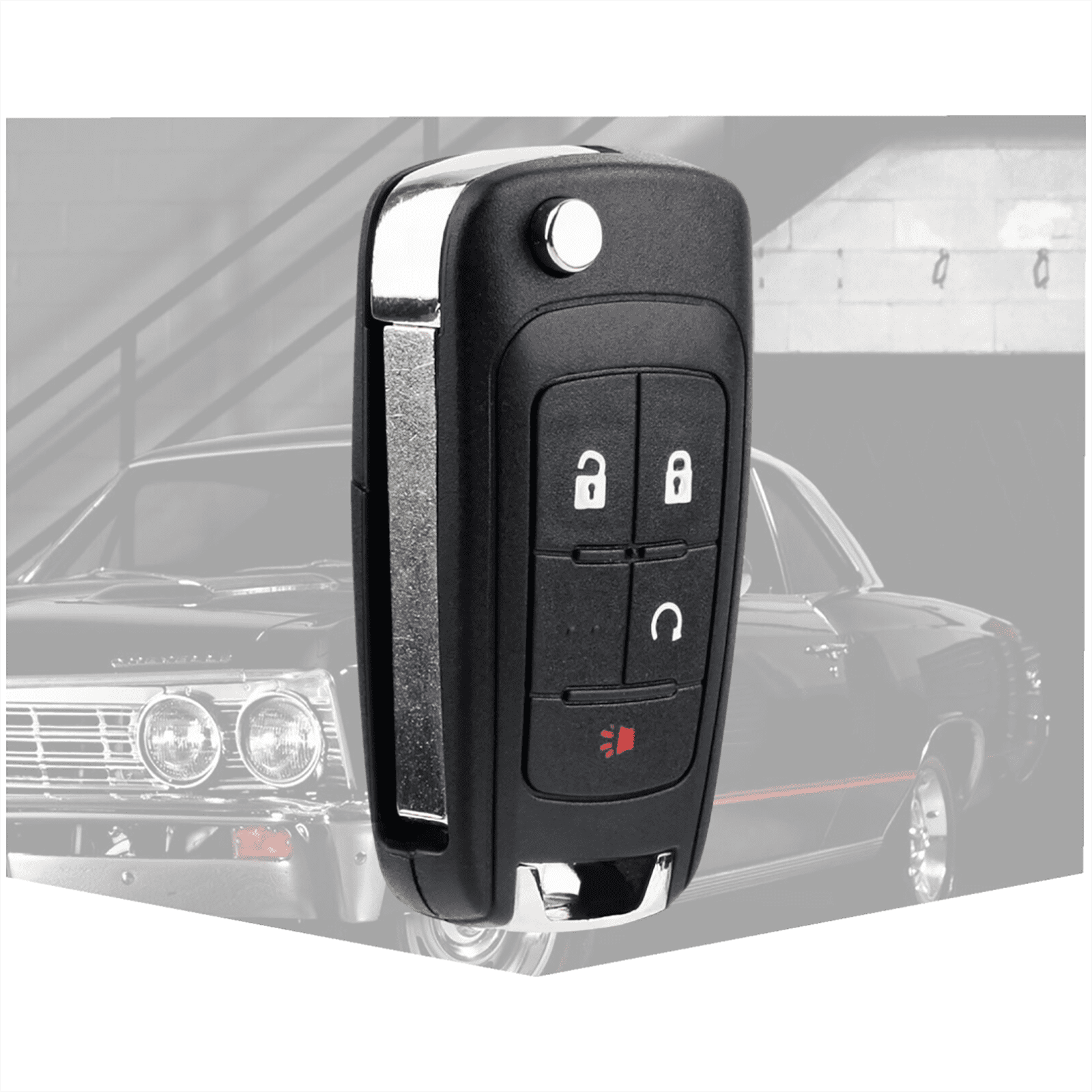 Replacement Remote Key Fob with Built-in Chip 4 Buttons, Fast Response, for Car Locking, Unlocking, and Remote Start