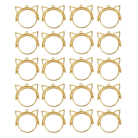 

20pcs Cat Ear Design Pendant Tray Double Side Round Rotation Base