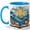 Blue, variant on Stained Glass Ocean Book Coffee Mug, Sailboat Sea Waves Beach Fantasy Design, 11 oz Ceramic Cup