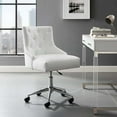 thumbnail image 2 of Contemporary Modern Urban Designer Home Business Office Furniture Work Desk Chair, Faux Vinyl Leather Aluminum, White, 2 of 7