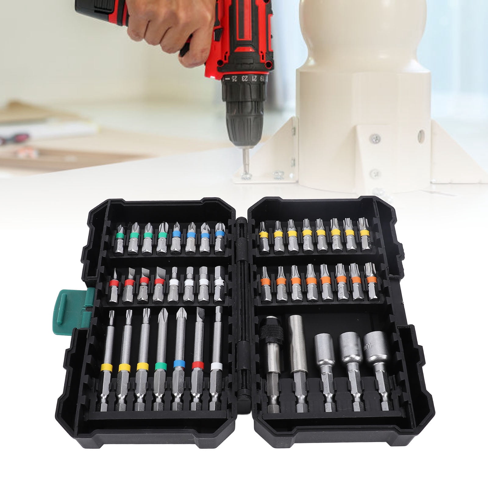 M Buder 44-Piece Magnetic Screwdriver Bit Set Alloy Steel Hex Star SL PZ 1/4 inch Impact Driver Bits with Flexible Shaft Angle Adapter Storage Box for Electric Drills (10.63 in / 27 cm)