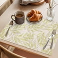 thumbnail image 3 of Green Willow Leaves Placemats Set of 8 Modern Dotted Boho Minimalist Art Place Mats Indoor Wipeable Table Mats Washable Cloth Dining Table Placemats for Kitchen Holiday Party Home Decor 13x19 Inch, 3 of 9