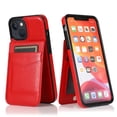thumbnail image 2 of Entronix Wallet Case for iPhone 13 Mini, PU Leather [6 Slots] Card Holder Flip Stand, Red, 2 of 10